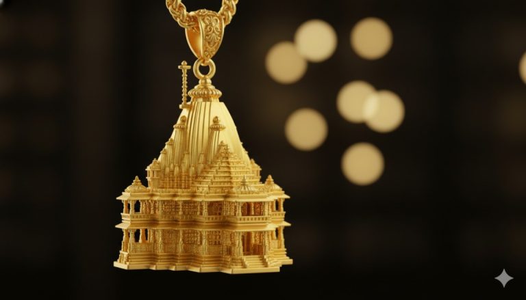 Ayodhya Ram Mandir Theme Gold Pendants