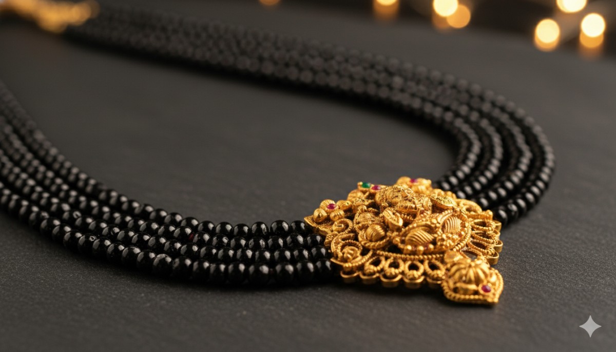 Black Beads & Gold Galsari
