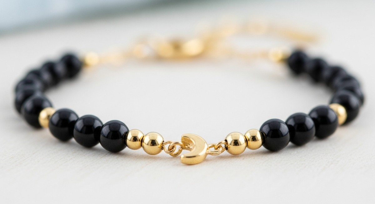Black Beads Gold Nazariya for Babies