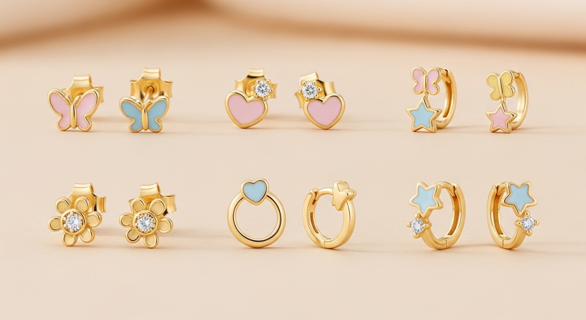 Cute Gold Earring Designs for Baby Girls