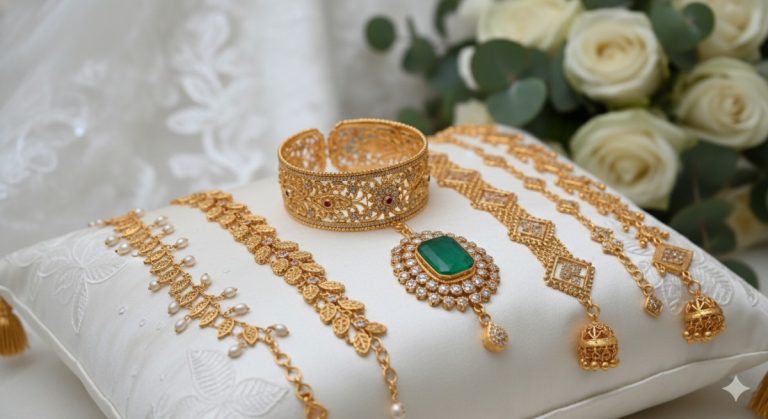 Fancy Gold Anklet Designs for Brides