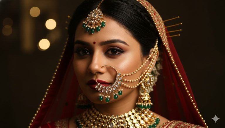 Gold Nose Ring with Chain