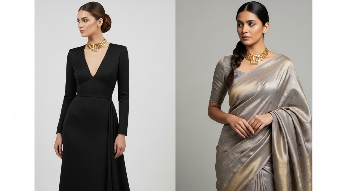 Indo-Western Gold Necklace