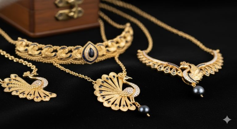 Peacock Design Gold Necklaces