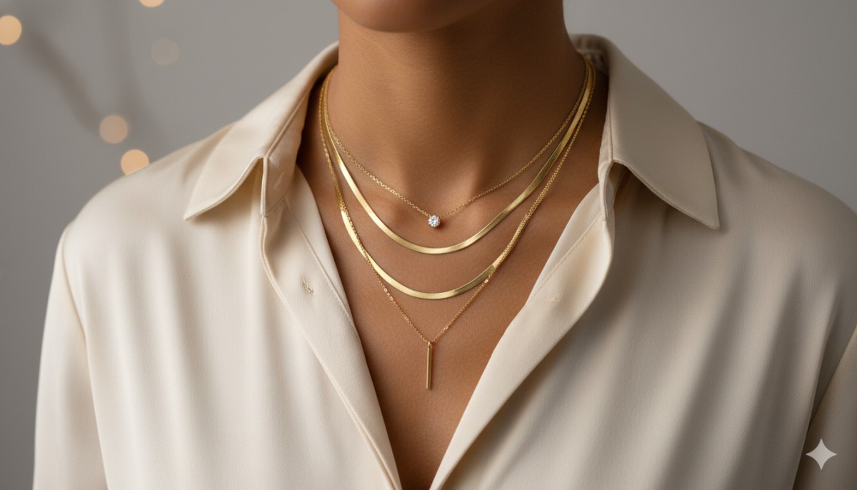 The Waterfall Effect Styling 3 Gold Necklaces