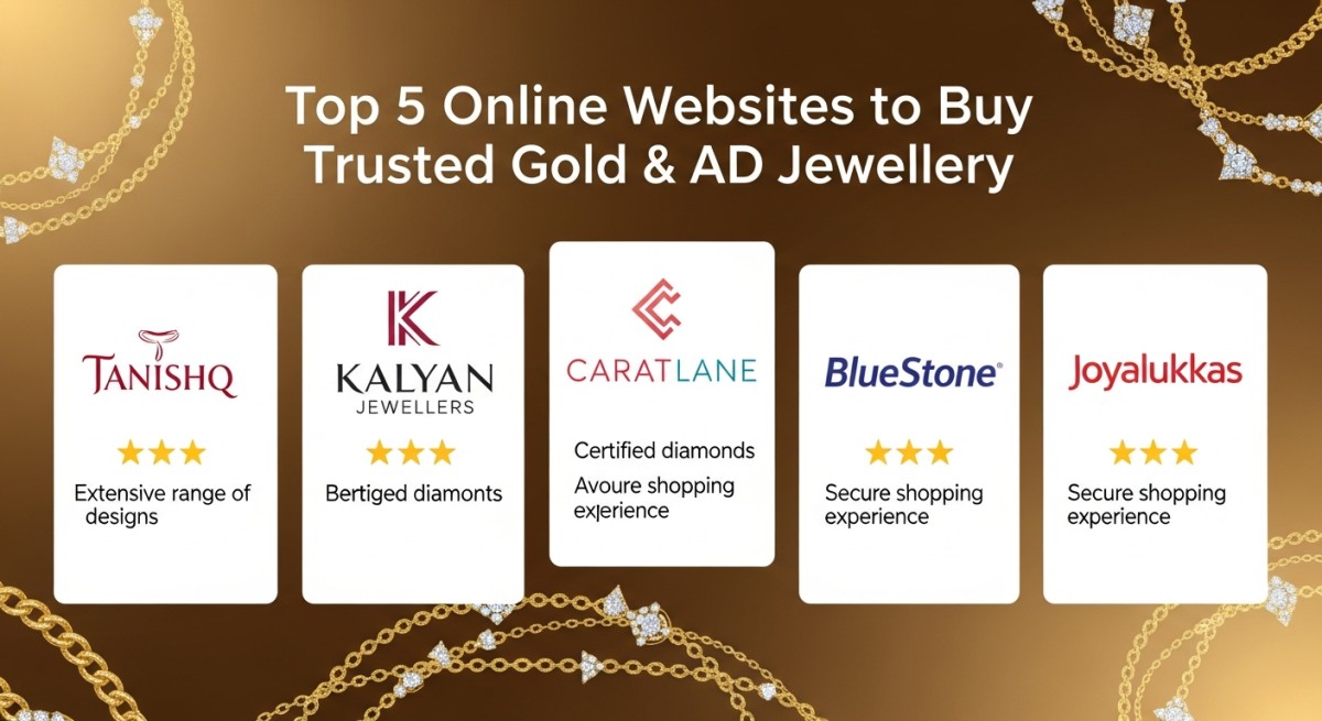 Top 5 Online Websites to Buy Trusted Gold & AD Jewellery
