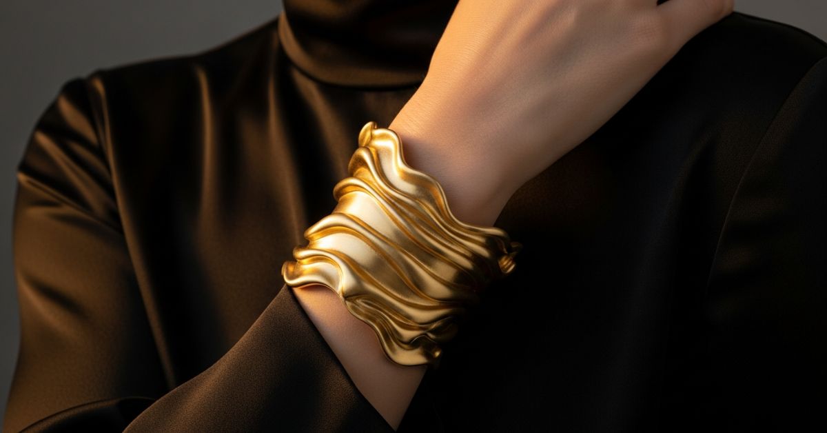 Bold sculptural gold cuffs
