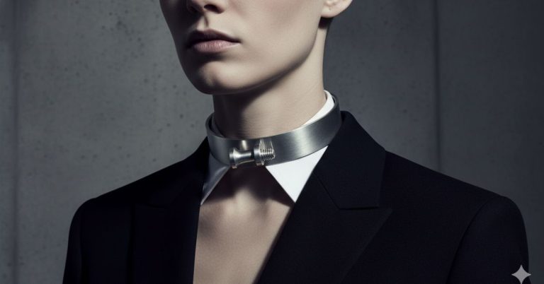 industrial style silver chokers