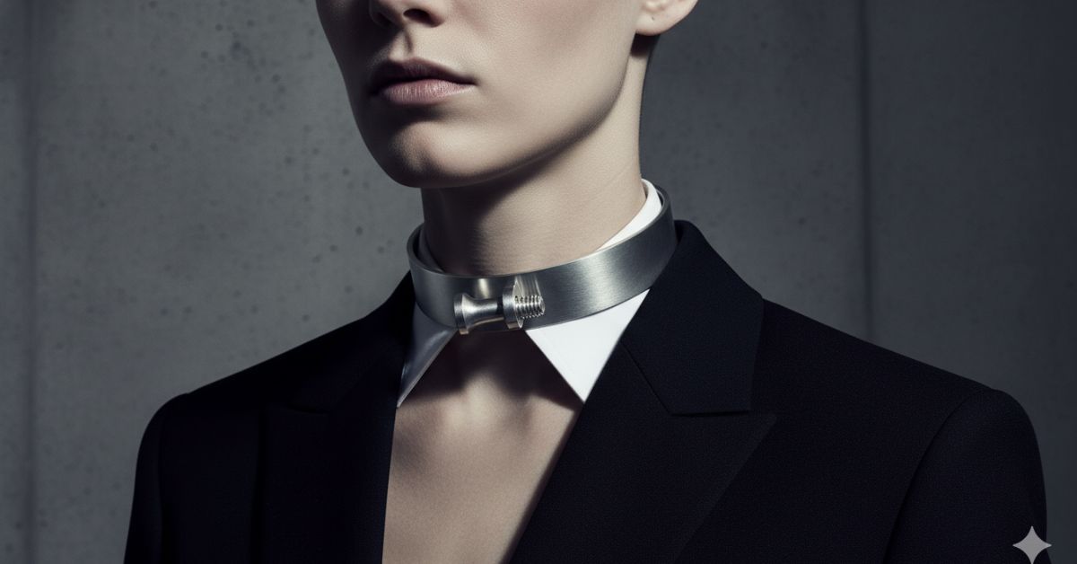 industrial style silver chokers
