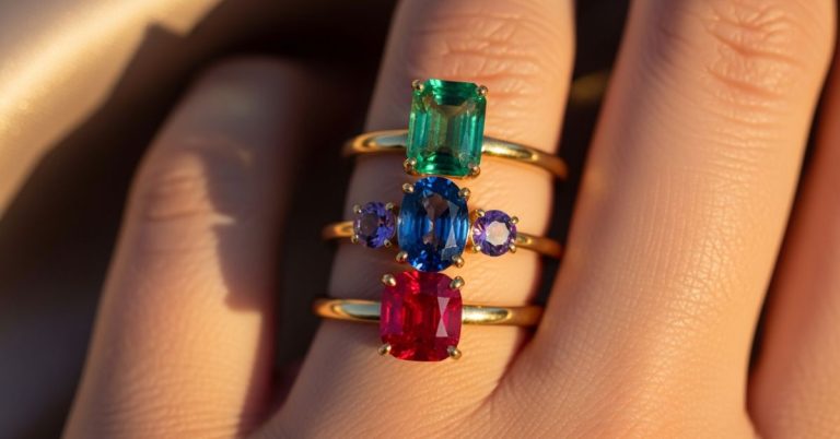vibrant multi-color gemstone rings